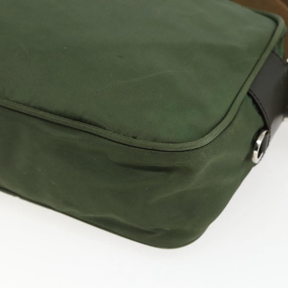PRADA Umhängetasche Nylon Grün Silber Auth ti3679