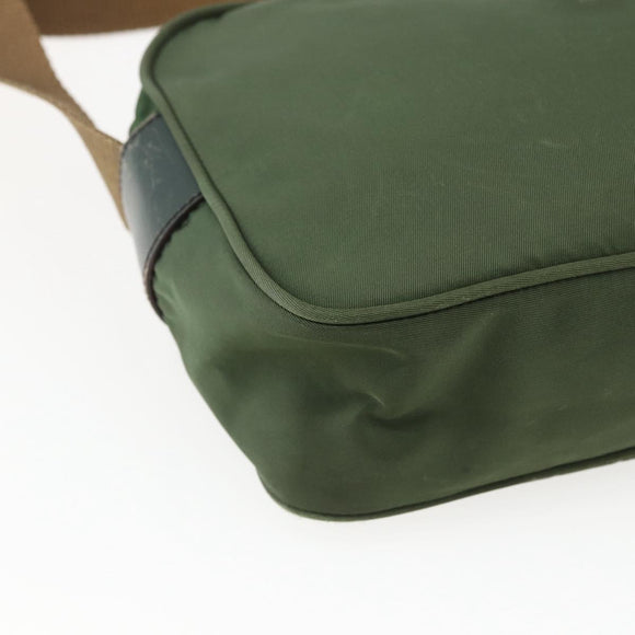 PRADA Umhängetasche Nylon Grün Silber Auth ti3679