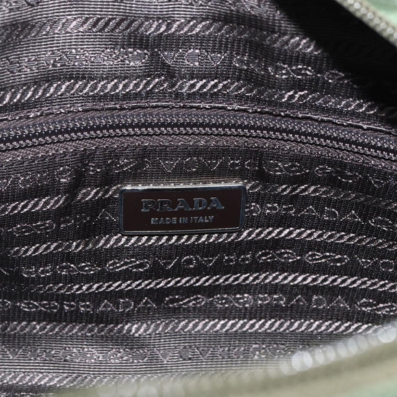 PRADA Umhängetasche Nylon Grün Silber Auth ti3679