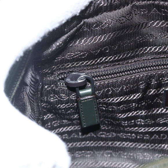 PRADA Umhängetasche Nylon Grün Silber Auth ti3679