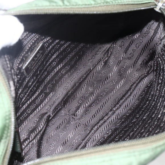 PRADA Umhängetasche Nylon Grün Silber Auth ti3679