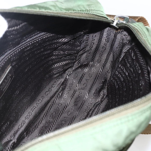 PRADA Umhängetasche Nylon Grün Silber Auth ti3679
