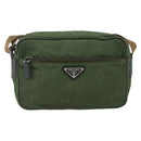 PRADA Umhängetasche Nylon Grün Silber Auth ti3679-13
