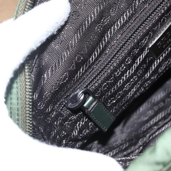 PRADA Umhängetasche Nylon Grün Silber Auth ti3679