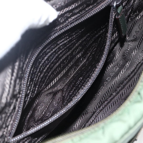 PRADA Umhängetasche Nylon Grün Silber Auth ti3679