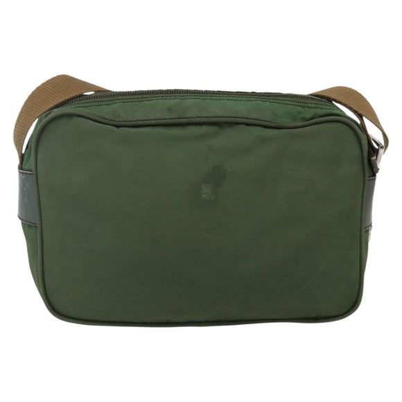 PRADA Umhängetasche Nylon Grün Silber Auth ti3679