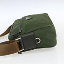 PRADA Umhängetasche Nylon Grün Silber Auth ti3679-3