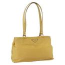 PRADA Tote Bag Nylon Yellow Gold Auth ti3680-1