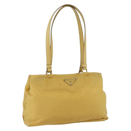 PRADA Tote Bag Nylon Yellow Gold Auth ti3680