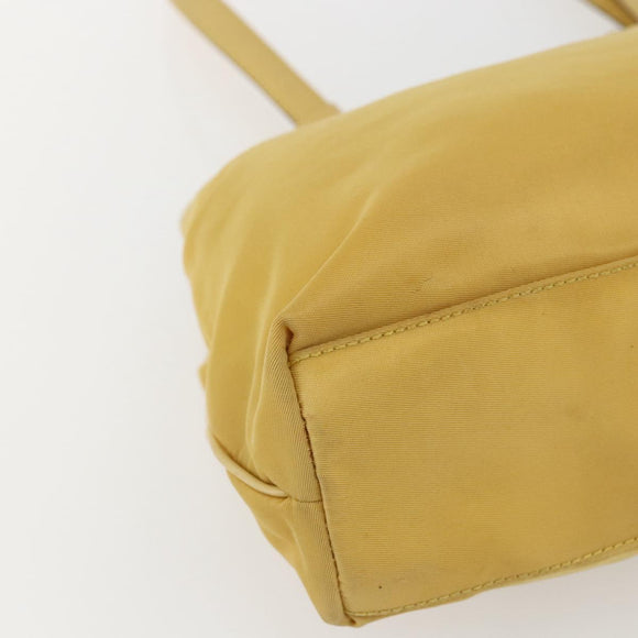 PRADA Tote Bag Nylon Yellow Gold Auth ti3680