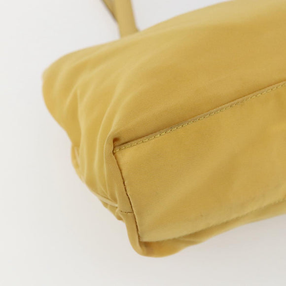 PRADA Tote Bag Nylon Yellow Gold Auth ti3680