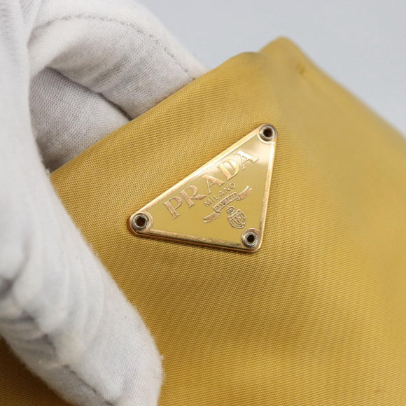 PRADA Tote Bag Nylon Yellow Gold Auth ti3680