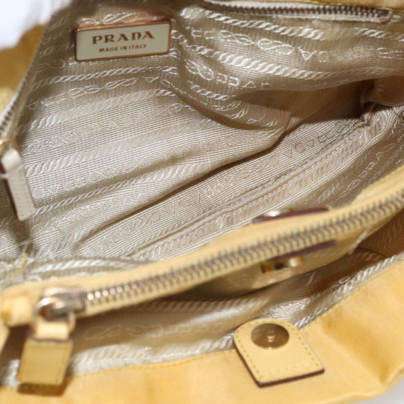 PRADA Tote Bag Nylon Yellow Gold Auth ti3680