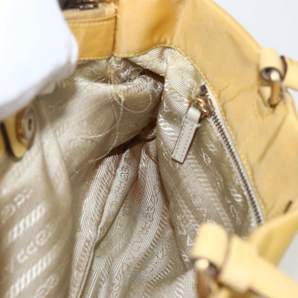 PRADA Tote Bag Nylon Yellow Gold Auth ti3680