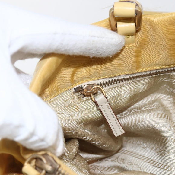 PRADA Tote Bag Nylon Yellow Gold Auth ti3680
