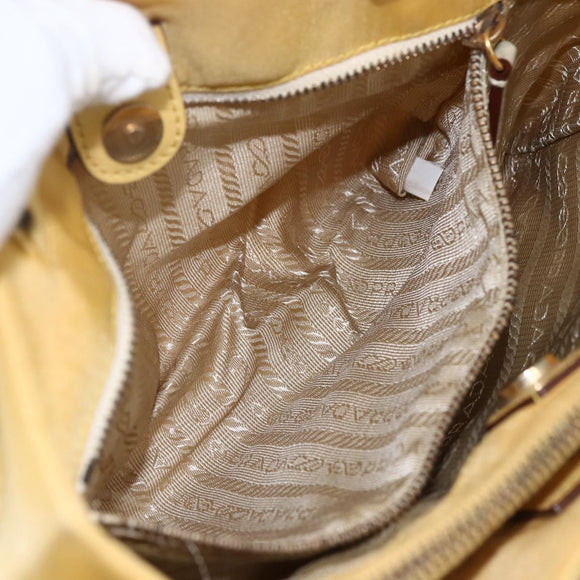 PRADA Tote Bag Nylon Yellow Gold Auth ti3680