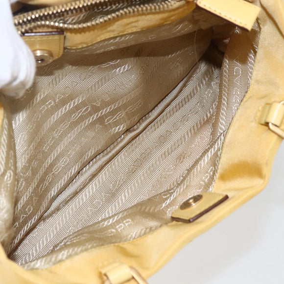 PRADA Tote Bag Nylon Yellow Gold Auth ti3680