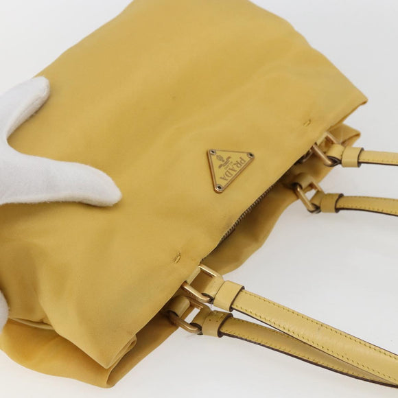 PRADA Tote Bag Nylon Yellow Gold Auth ti3680