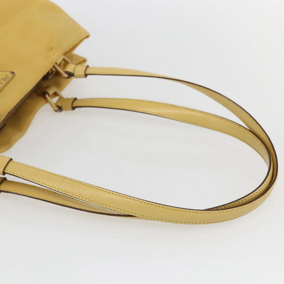 PRADA Tote Bag Nylon Yellow Gold Auth ti3680