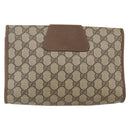 GUCCI GG Supreme Web Sherry Line Clutch Bag PVC Beige Gold 89 01 030 Auth ti3683-3