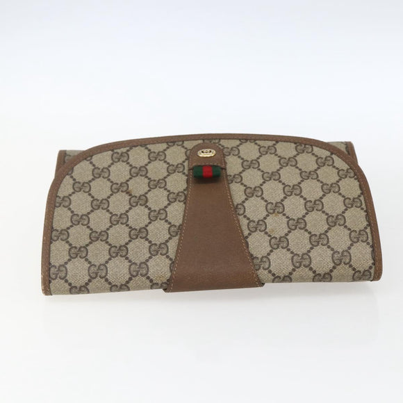 GUCCI GG Supreme Web Sherry Line Clutch Bag PVC Beige Gold 89 01 030 Auth ti3683