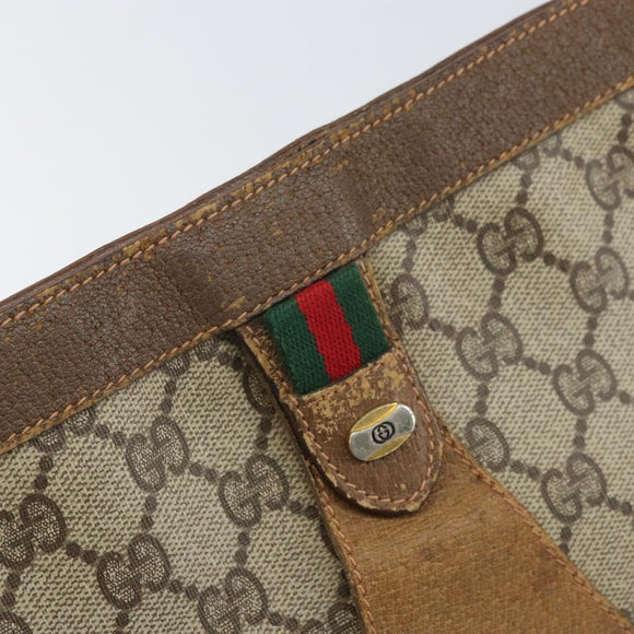 GUCCI GG Supreme Web Sherry Line Clutch Bag PVC Beige Gold 89 01 033 Auth ti3684