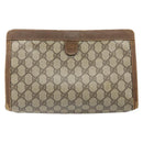 GUCCI GG Supreme Web Sherry Line Clutch Bag PVC Beige Gold 89 01 033 Auth ti3684-3