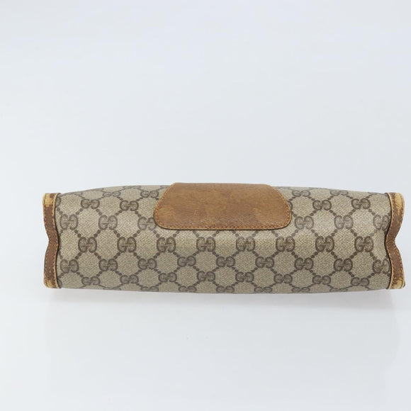 GUCCI GG Supreme Web Sherry Line Clutch Bag PVC Beige Gold 89 01 033 Auth ti3684