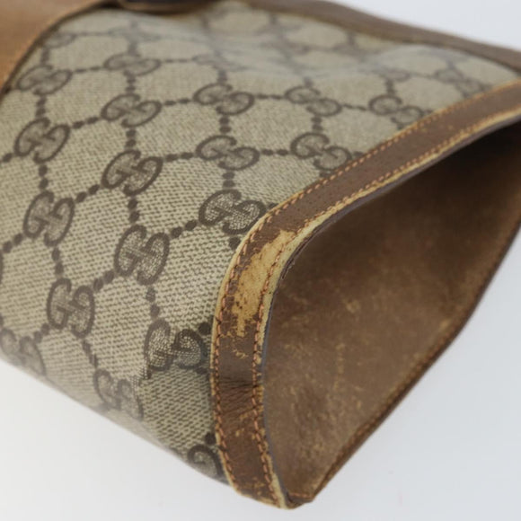 GUCCI GG Supreme Web Sherry Line Clutch Bag PVC Beige Gold 89 01 033 Auth ti3684