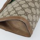 GUCCI GG Supreme Web Sherry Line Clutch Bag PVC Beige Red Auth ti3685-16