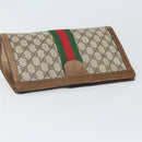GUCCI GG Supreme Web Sherry Line Clutch Bag PVC Beige Red Auth ti3685-5