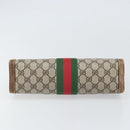 GUCCI GG Supreme Web Sherry Line Clutch Bag PVC Beige Red Auth ti3685-6