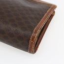 CELINE Macadam Canvas Clutch Bag PVC Leather Brown Gold Auth ti3690-10