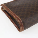 CELINE Macadam Canvas Clutch Bag PVC Leather Brown Gold Auth ti3690-13