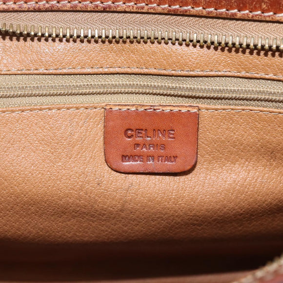CELINE Macadam Canvas Clutch Bag PVC Leather Brown Gold Auth ti3690