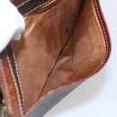 CELINE Macadam Canvas Clutch Bag PVC Leather Brown Gold Auth ti3690-22