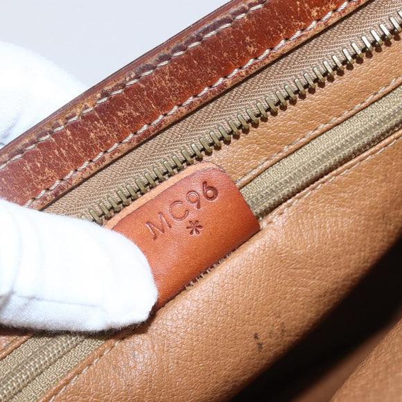 CELINE Macadam Canvas Clutch Bag PVC Leather Brown Gold Auth ti3690