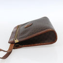 CELINE Macadam Canvas Clutch Bag PVC Leather Brown Gold Auth ti3690-4
