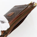 CELINE Macadam Canvas Clutch Bag PVC Leather Brown Gold Auth ti3690-6