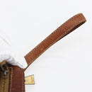 CELINE Macadam Canvas Clutch Bag PVC Leather Brown Gold Auth ti3690-7