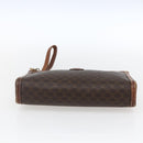 CELINE Macadam Canvas Clutch Bag PVC Leather Brown Gold Auth ti3690-9