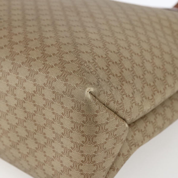 CELINE Macadam Canvas Tote Bag PVC Beige Gold Auth ti3692