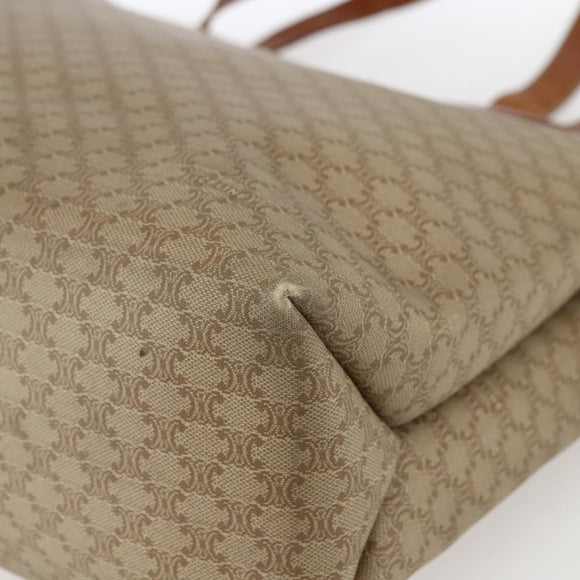 CELINE Macadam Canvas Tote Bag PVC Beige Gold Auth ti3692