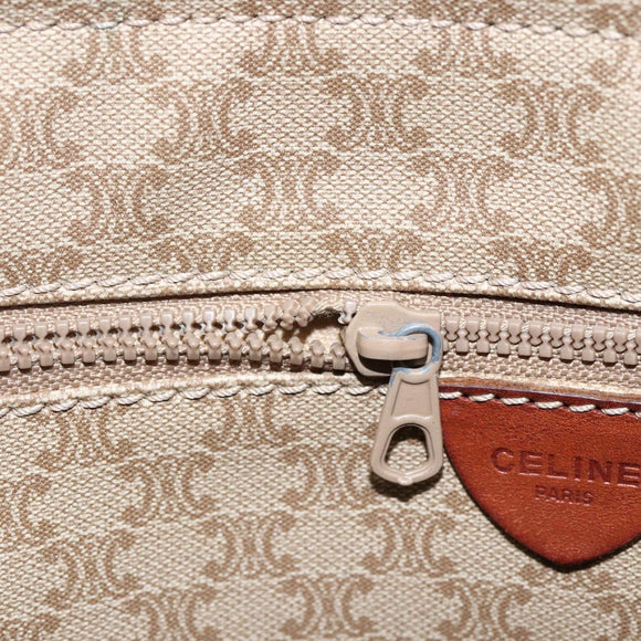 CELINE Macadam Canvas Tote Bag PVC Beige Gold Auth ti3692