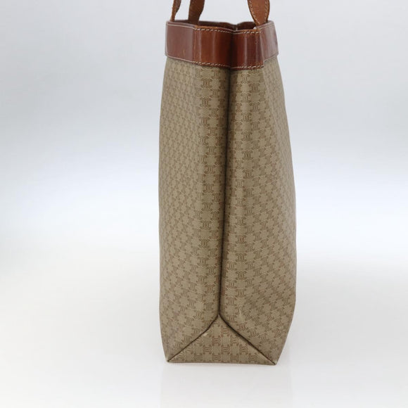 CELINE Macadam Canvas Tote Bag PVC Beige Gold Auth ti3692
