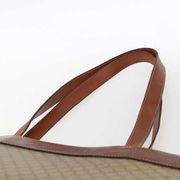 CELINE Macadam Canvas Tote Bag PVC Beige Gold Auth ti3692