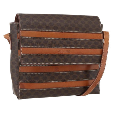 CELINE Macadam Canvas Shoulder Bag PVC Leather Brown Gold Auth ti3693