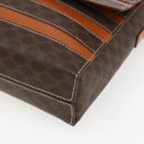 CELINE Macadam Canvas Shoulder Bag PVC Leather Brown Gold Auth ti3693-9