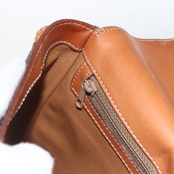 CELINE Macadam Canvas Shoulder Bag PVC Leather Brown Gold Auth ti3693