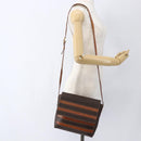 CELINE Macadam Canvas Shoulder Bag PVC Leather Brown Gold Auth ti3693-22